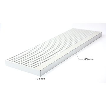 Marche Caillebotis composite ISO Maille 19x19 Ep. 38 mm, largeur 800mm, Antidérapant concave gris